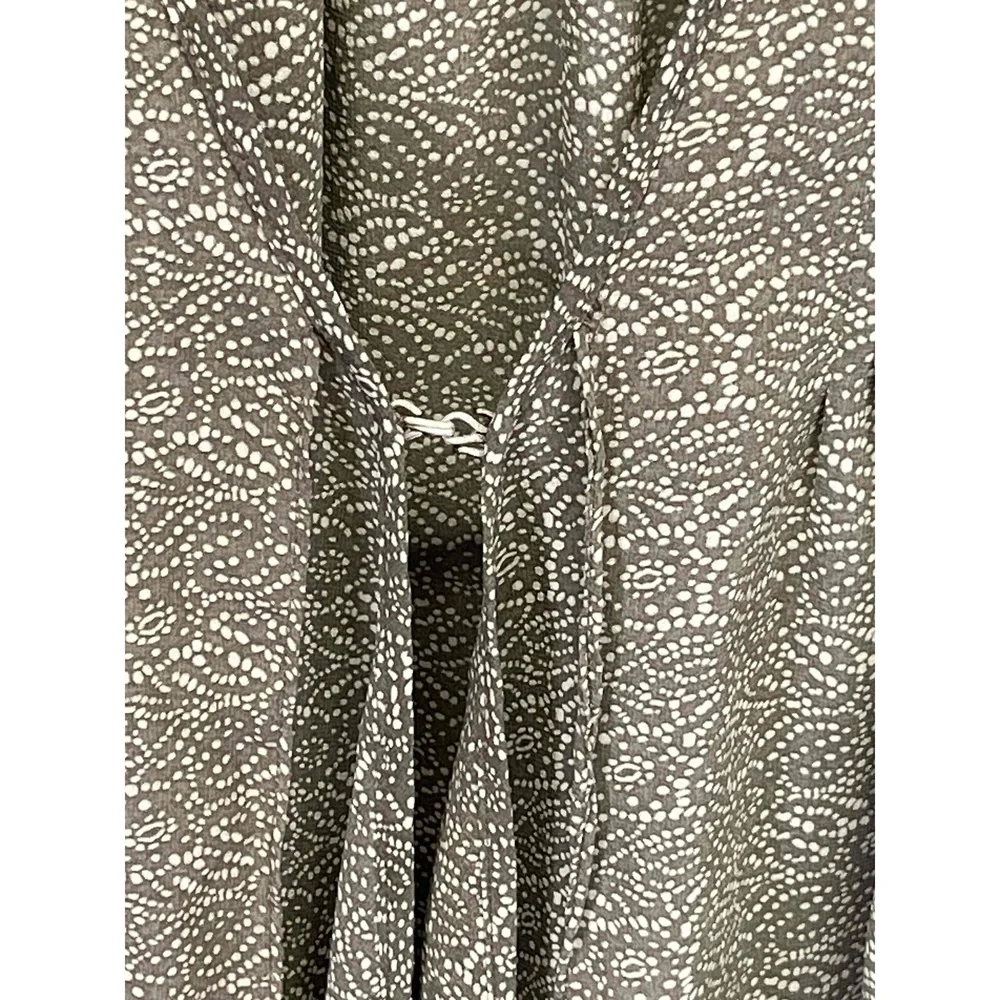 Cabi Sheer Printed Sleeveless Vest Brown/Tan‎ Front Clasp Lagenlook Tunic Medium